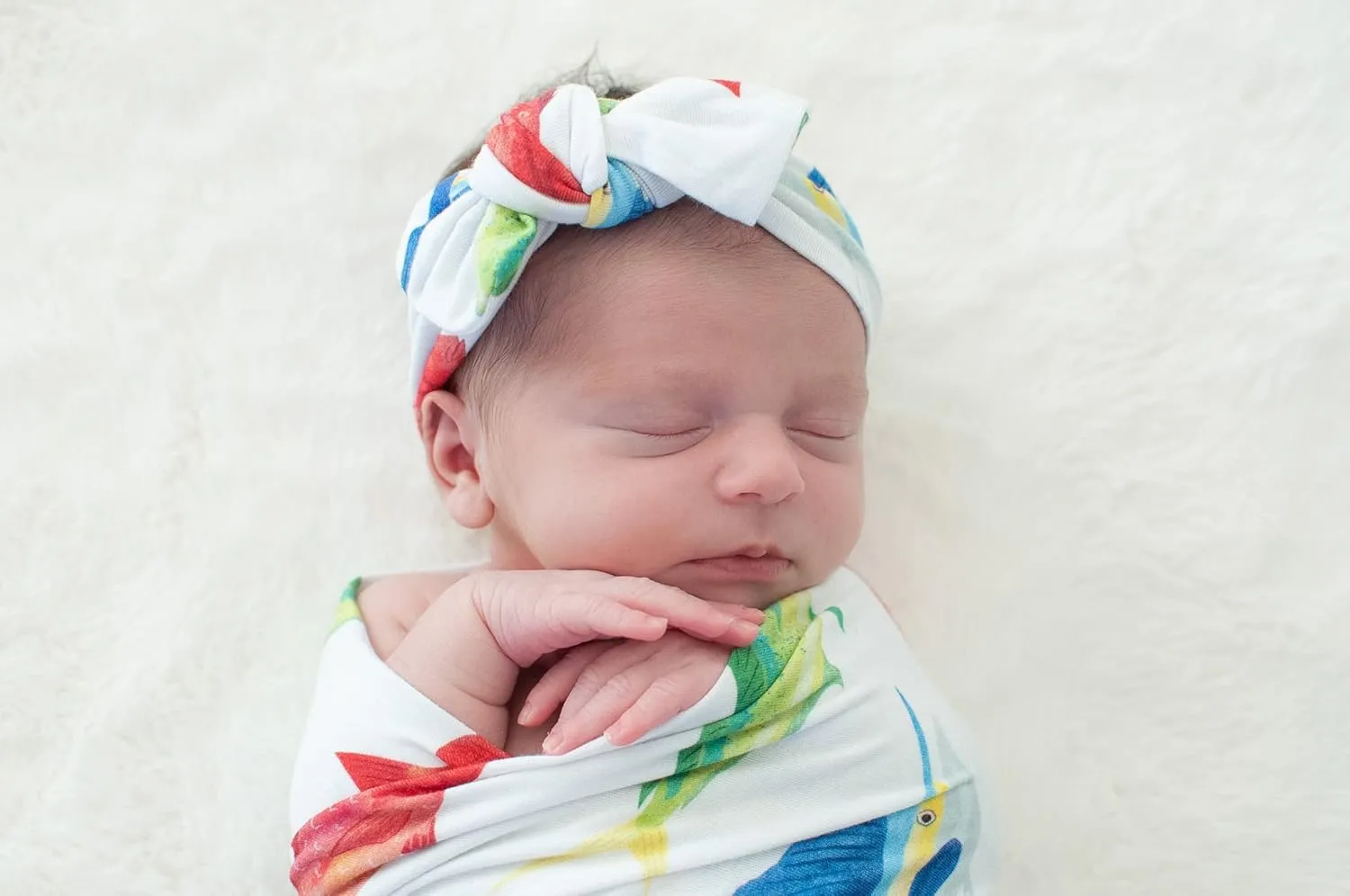Fish Ultra Soft Newborn Headband Bow, Viscose from Bamboo with Spandex Stretchy Material