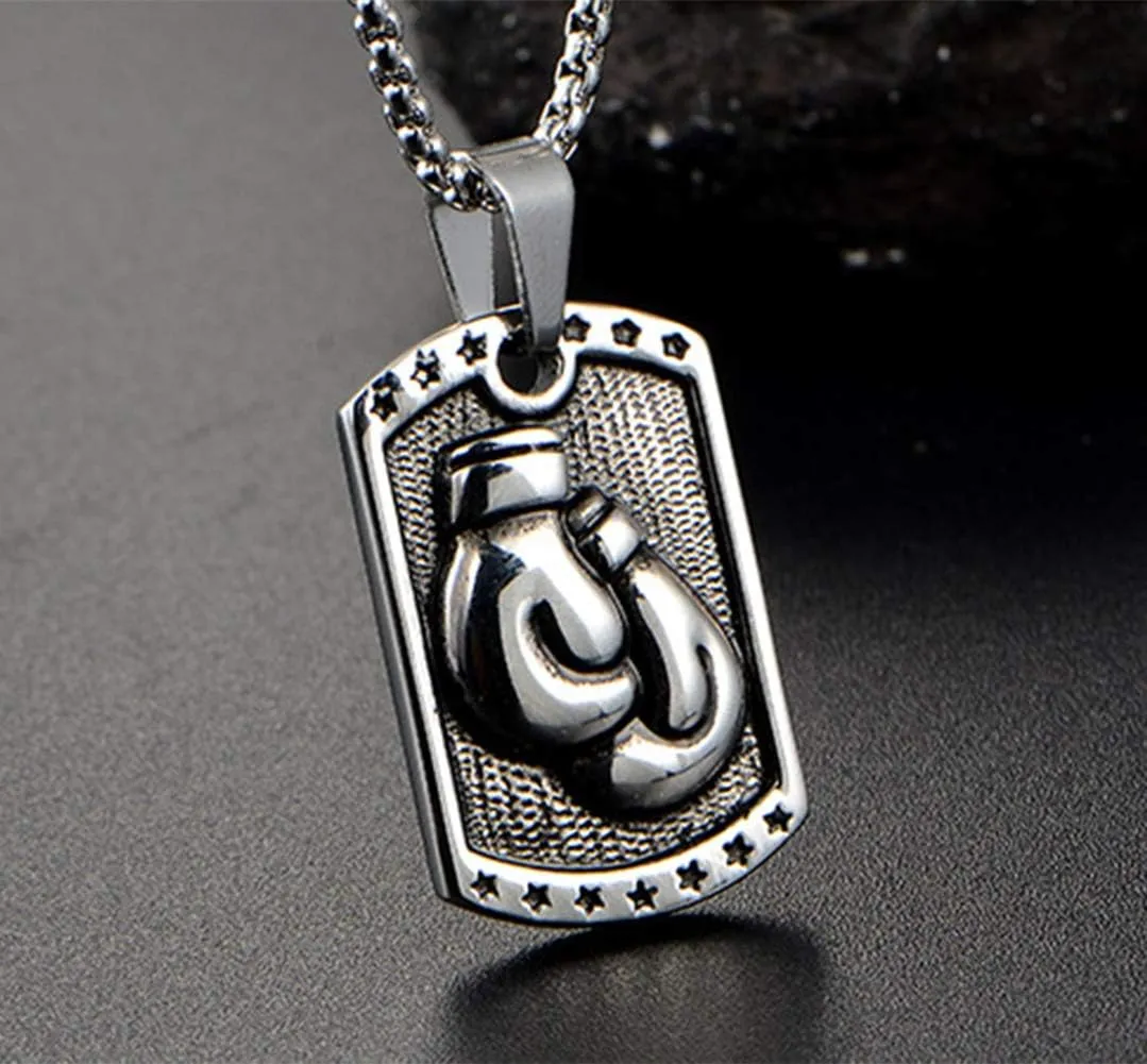 Fitness Boxing Gloving Pendant Necklace for Men Men's Body Style Stainless Steel Masculine Glove Necklaces