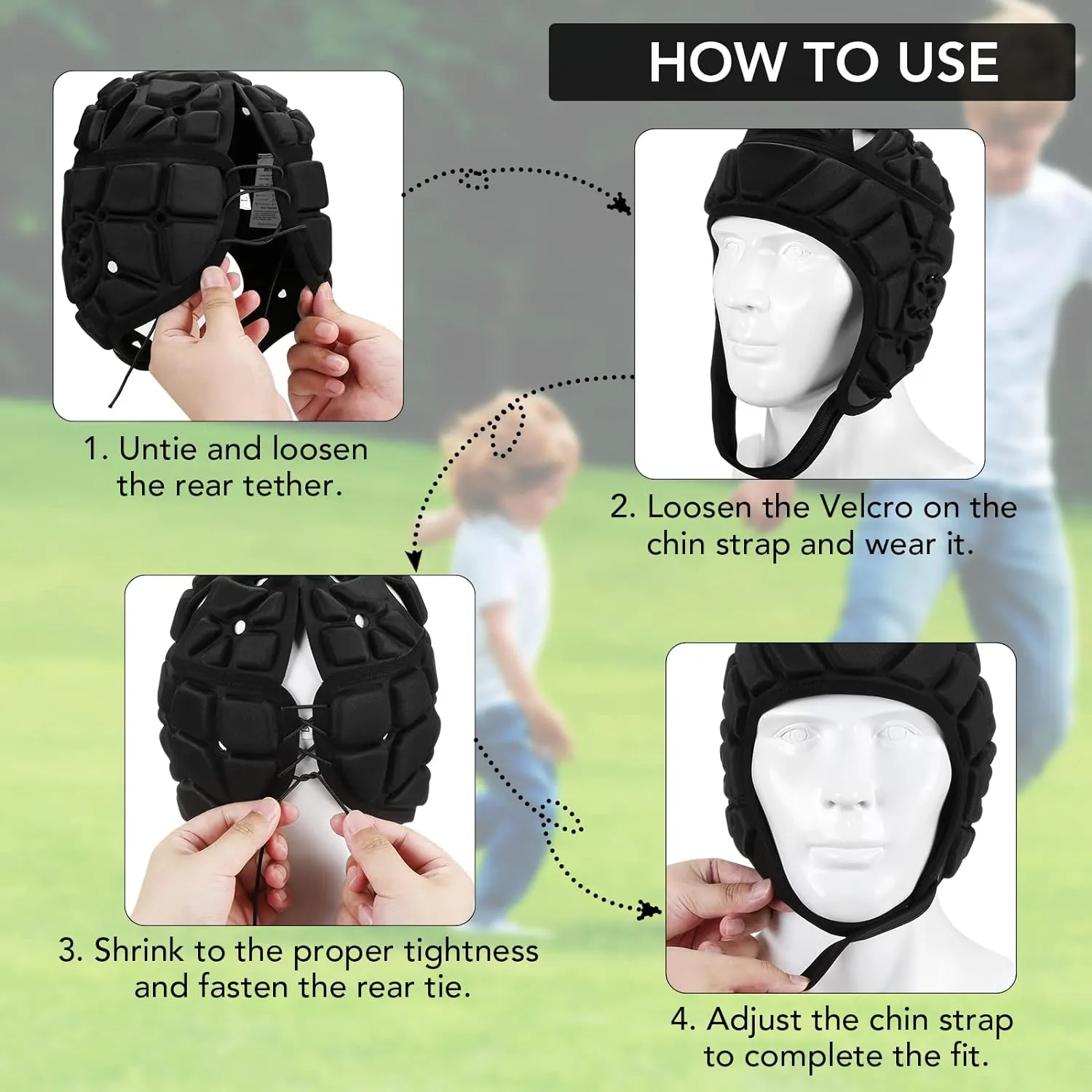 Flag Football Helmet Youth Soft Shell Helmet 7v7 Rugby Headgear Scrum Cap Youth Kids Adults