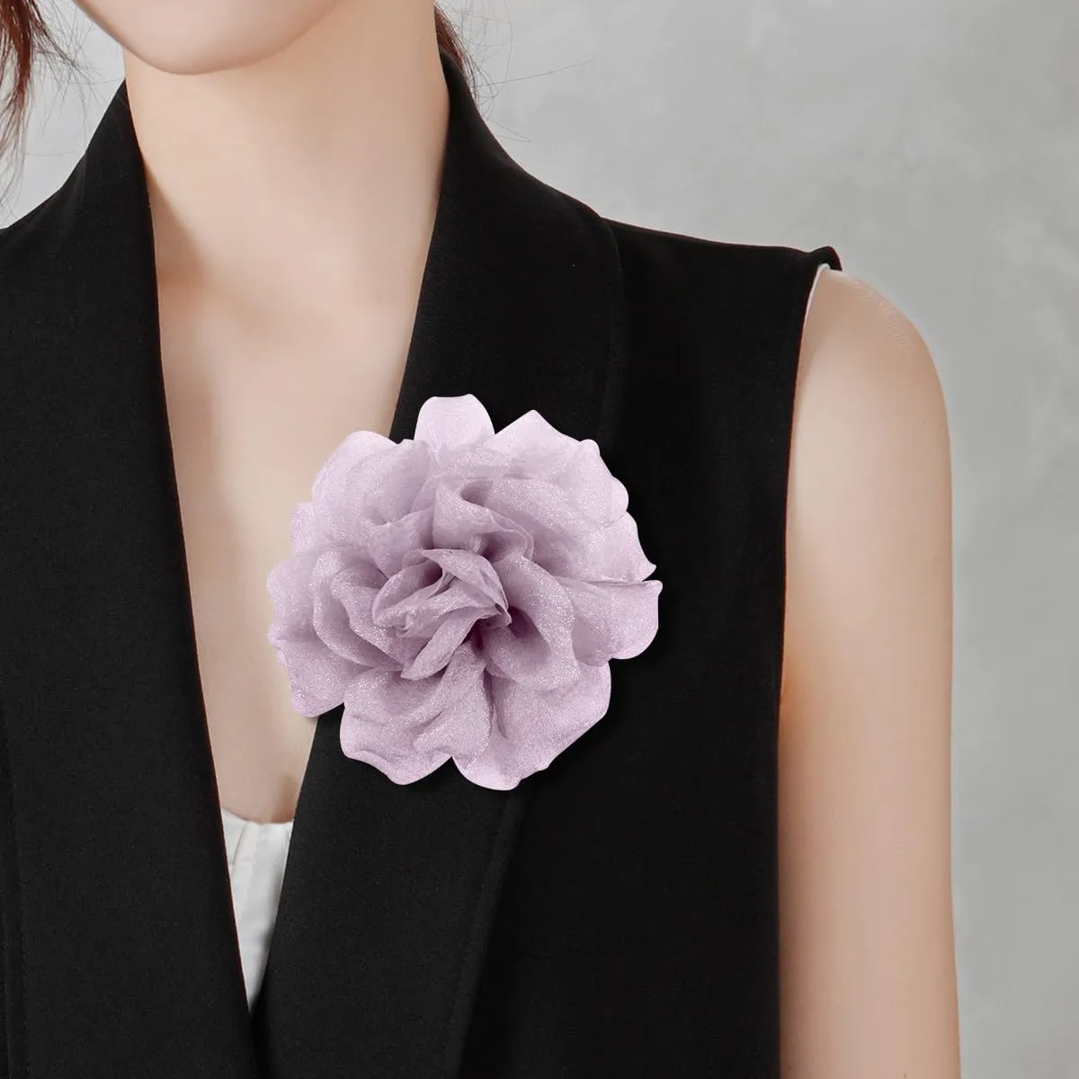 Floral Brooches & Clips for Hair | Lapel & Hat Pins, 4.3 Inch Lavender