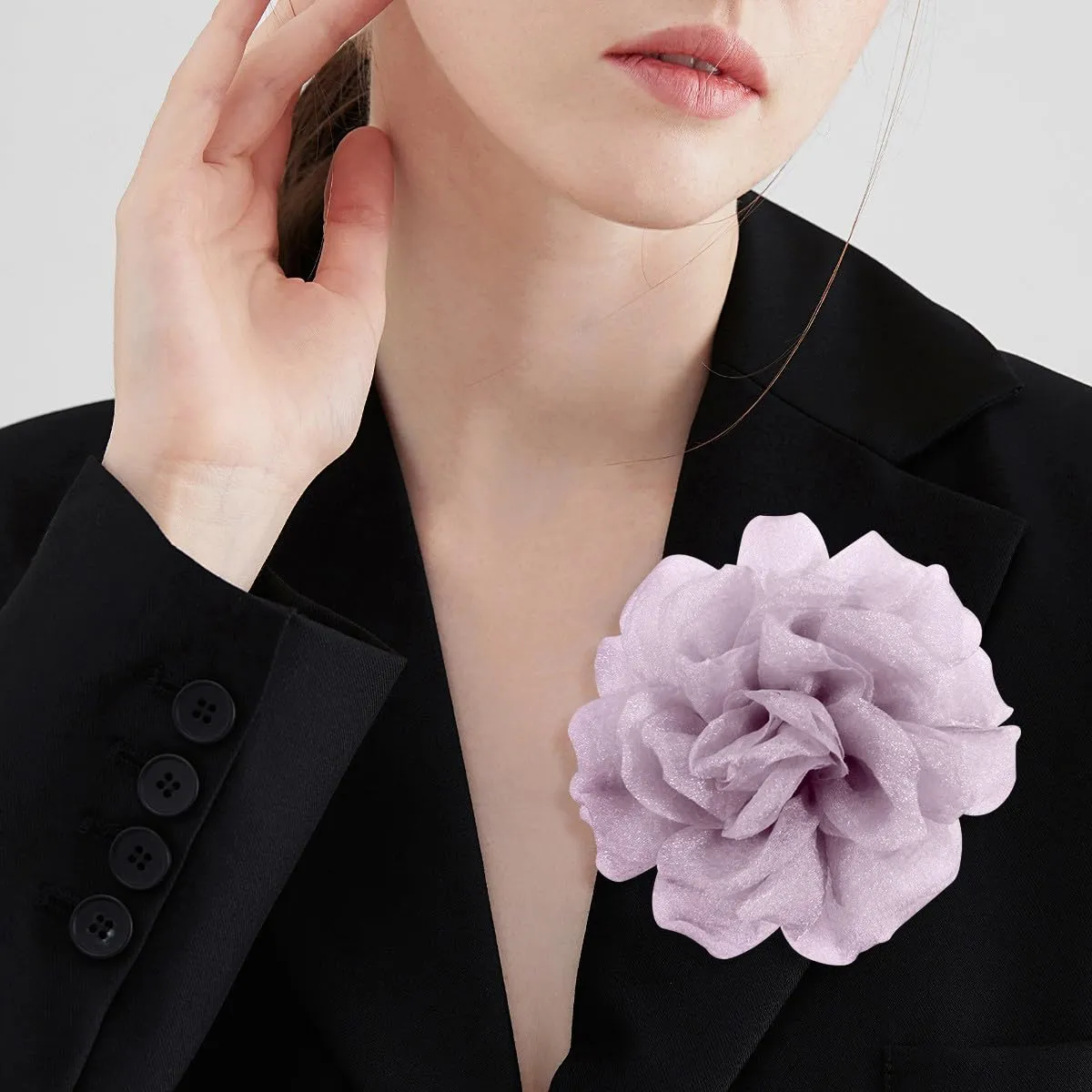 Floral Brooches & Clips for Hair | Lapel & Hat Pins, 4.3 Inch Lavender