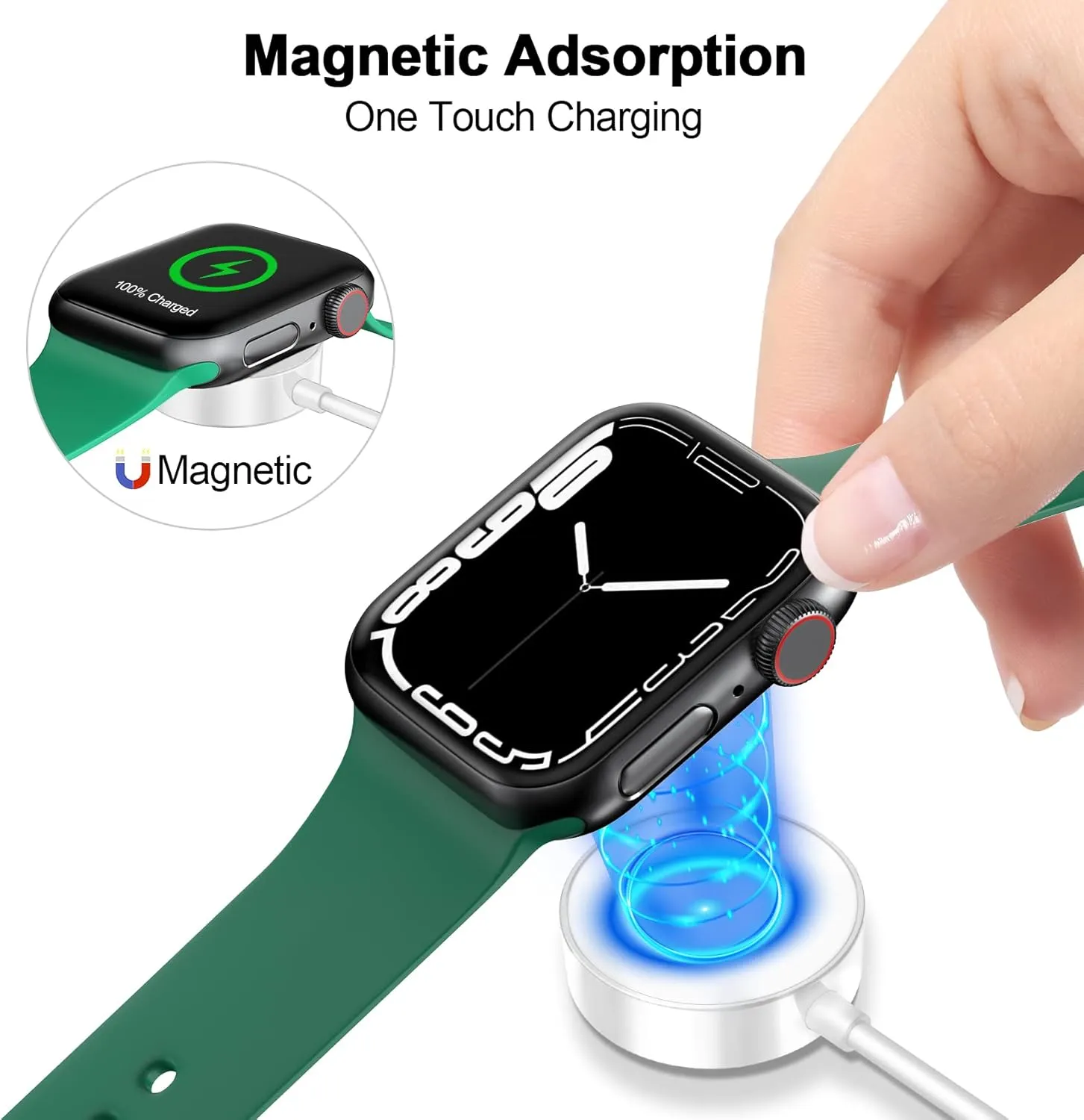   for Apple Watch Charger Magnetic Fast Charging Cable [Portable] Magnetic Wireless Charging Compatible with iWatch Series Ultra/10/9/8/7/6/SE/5/4/3/2-[3.3FT] White