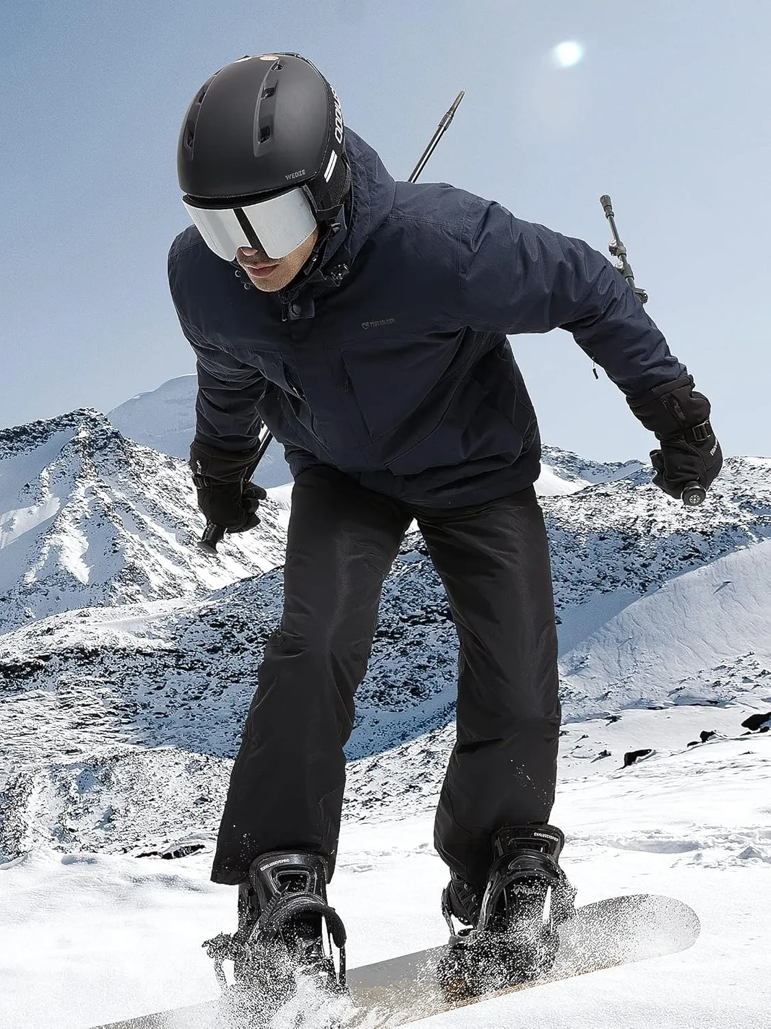 FREE SOLDIER Men's Waterproof Ski Jacket Fleece Lined Warm Winter Snow Coat with Hood Fully Taped Seams