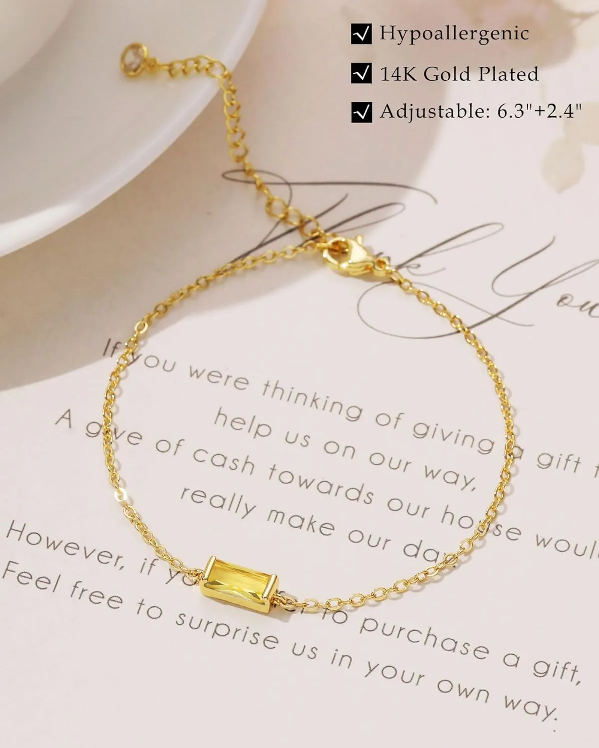 FUNEIA Birthstone Gold Bracelets for Women Non Tarnish Trendy Dainty 14K Gold Plated Bracelet Stack Stackable Blue Green May Emerald Friendship Bracelets Jewelry Gifts for Mom Best Friend