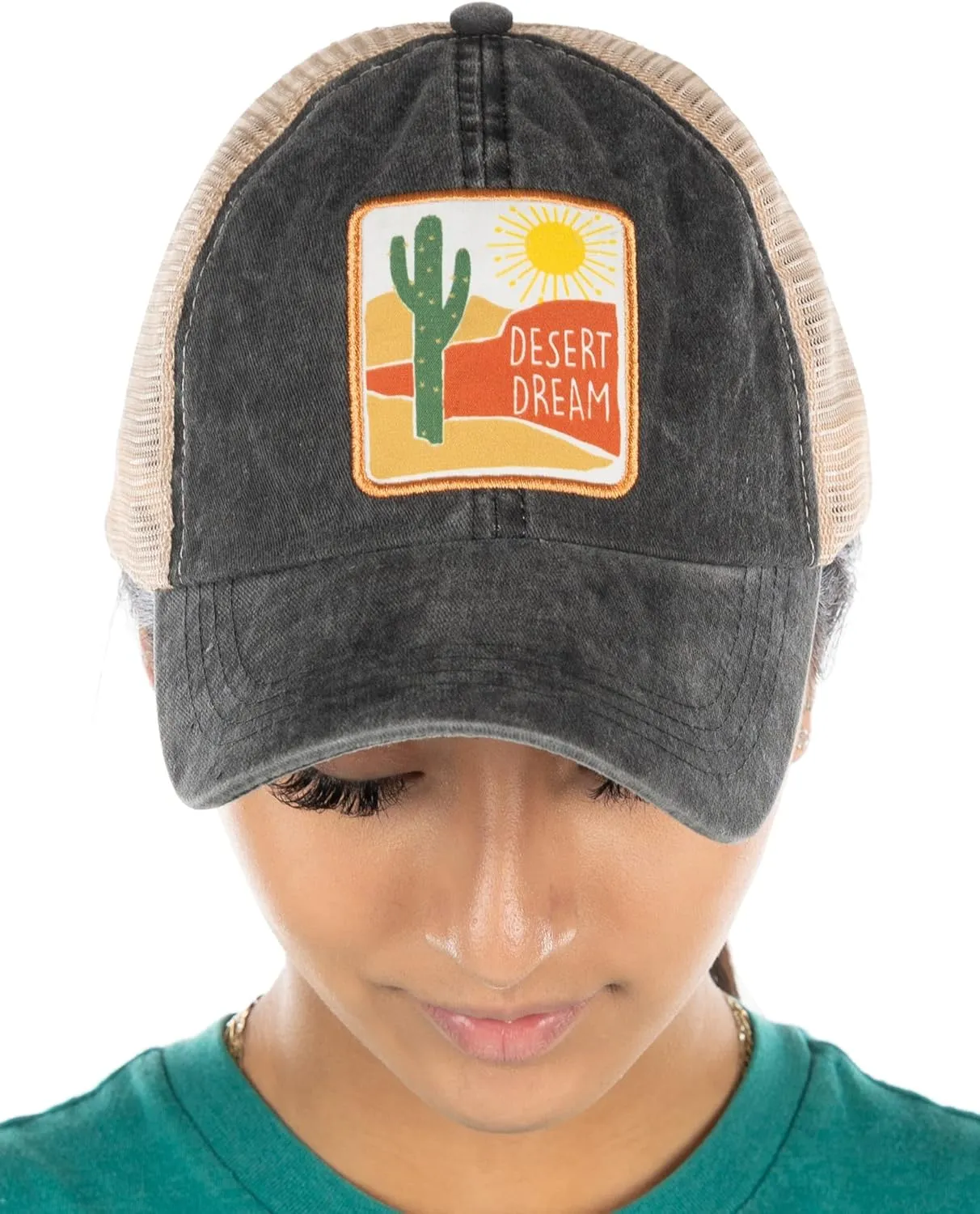 Funky Junque Unisex Dad Hat Mesh Trucker Baseball Cap with Distressed Vintage Patch