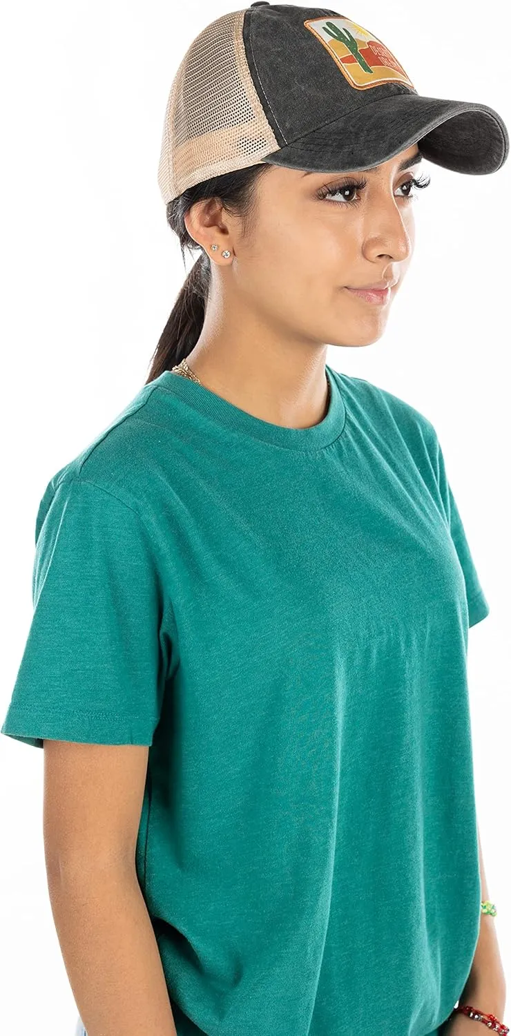 Funky Junque Unisex Dad Hat Mesh Trucker Baseball Cap with Distressed Vintage Patch