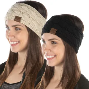 Funky Junque Women's Cozy Stretch Knit Headband Ear Warmer - Solid Colors, Confetti Knits, Crochet Styles