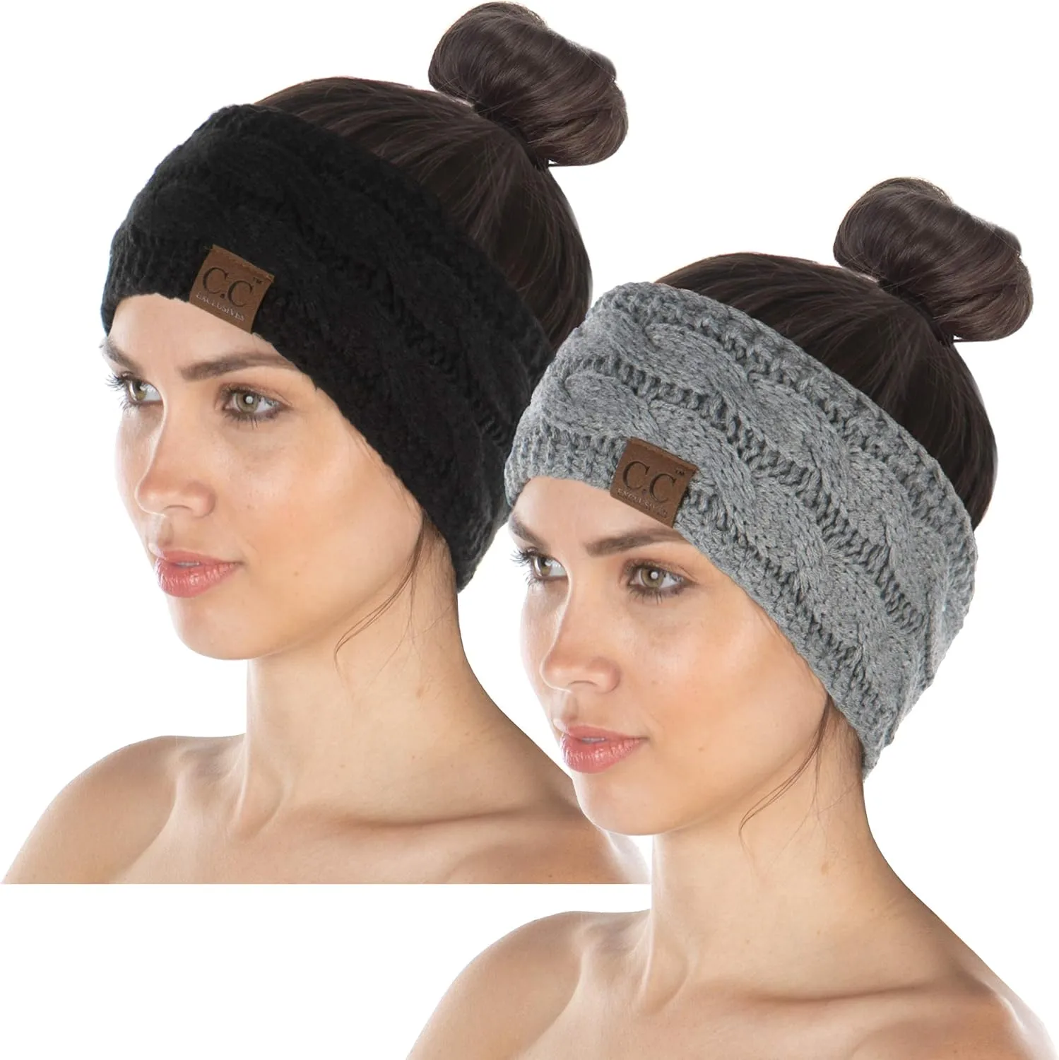 Funky Junque Women's Cozy Stretch Knit Headband Ear Warmer - Solid Colors, Confetti Knits, Crochet Styles