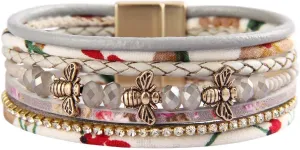 GelConnie Leather Wrap Bracelet Boho Cuff Bracelets Crystal Leather Bracelet Magnetic Multi Strand Bracelets Bohemian Bracelet Leather Wristbands Bangle Jewelry for Women Teen Wife Mother
