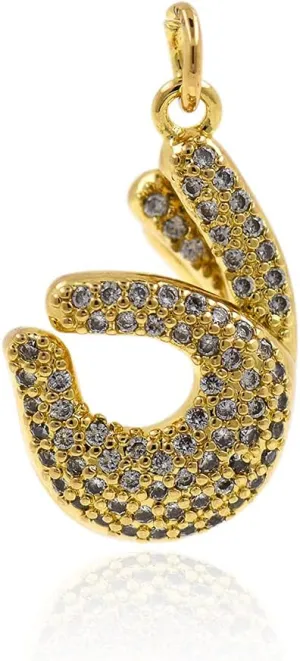 Gold Hand Gesture Pendant,Micro Pave OK Hand Charm,for Minimalist Jewelry Accessories 14x22mm 10Pcs