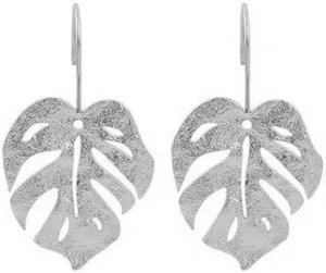 Gold Plated Palm Leaf Dangle Earrings for Women Bohemian Vintage Cutout Matte Chic Monstera Leaves Summer Tropical Plant Lightweight Hook Earrings for Minimalist Birthday Christmas Fashion Jewelry Gifts