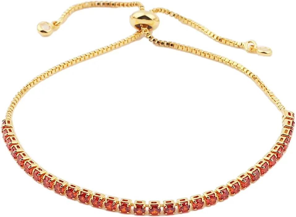 Gold Tennis Bracelet for Women Adjustable Slider Shiny Cubic Zirconia CZ Rhinestone Gemstone Chain Summer Bracelets Jewelry Gifts
