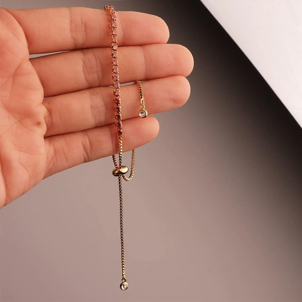 Gold Tennis Bracelet for Women Adjustable Slider Shiny Cubic Zirconia CZ Rhinestone Gemstone Chain Summer Bracelets Jewelry Gifts