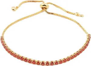Gold Tennis Bracelet for Women Adjustable Slider Shiny Cubic Zirconia CZ Rhinestone Gemstone Chain Summer Bracelets Jewelry Gifts