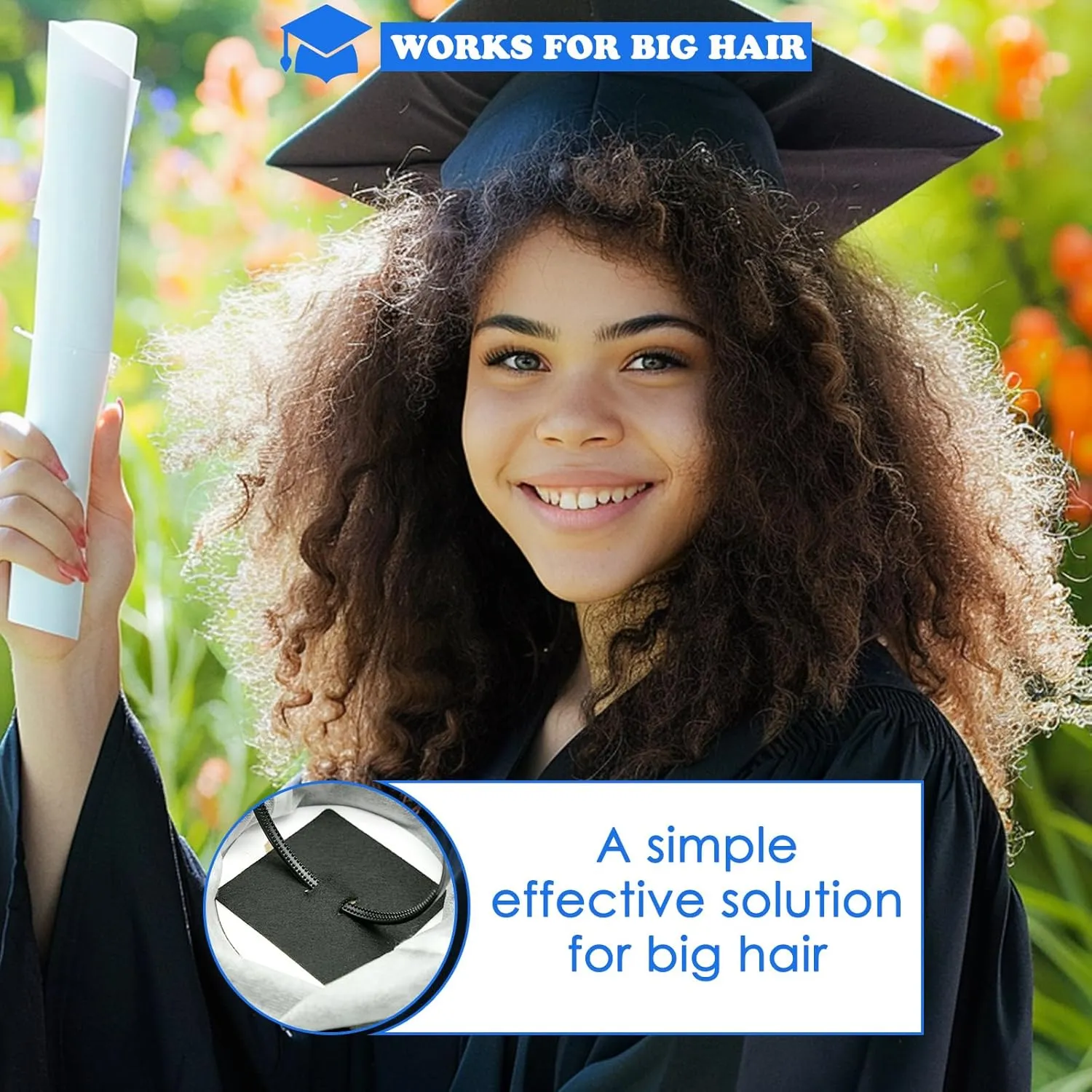 Graduation Cap Headband, Firm Anti-fall HairBand for Graduation Hat, Hat Accessories for Graduates, Students, Women (Grad Cap Not Included)