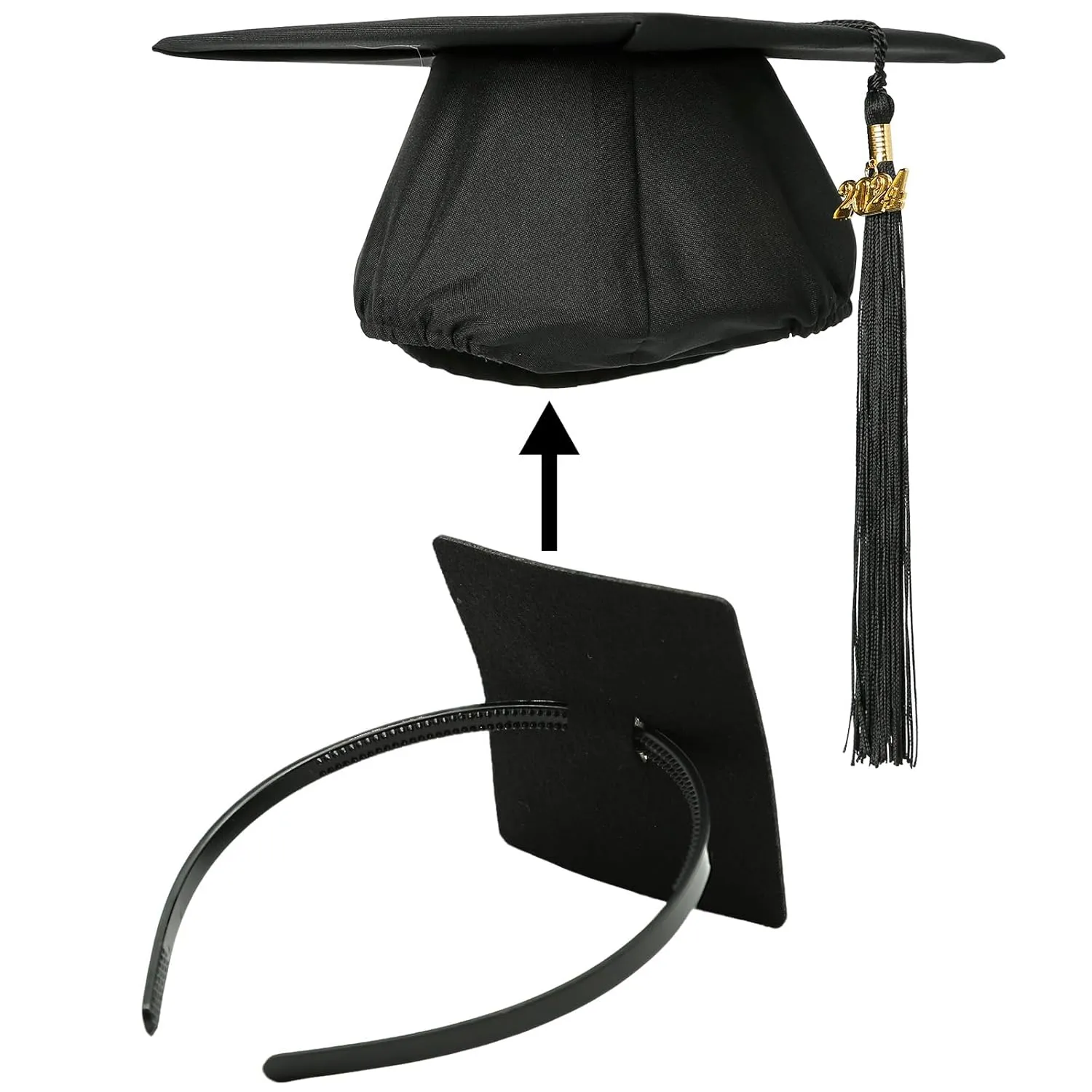 Graduation Cap Headband, Firm Anti-fall HairBand for Graduation Hat, Hat Accessories for Graduates, Students, Women (Grad Cap Not Included)