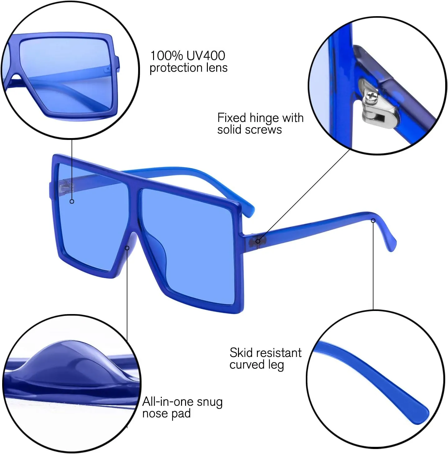 GRFISIA Square Oversized Sunglasses for Women Men Flat Top Fashion Shades