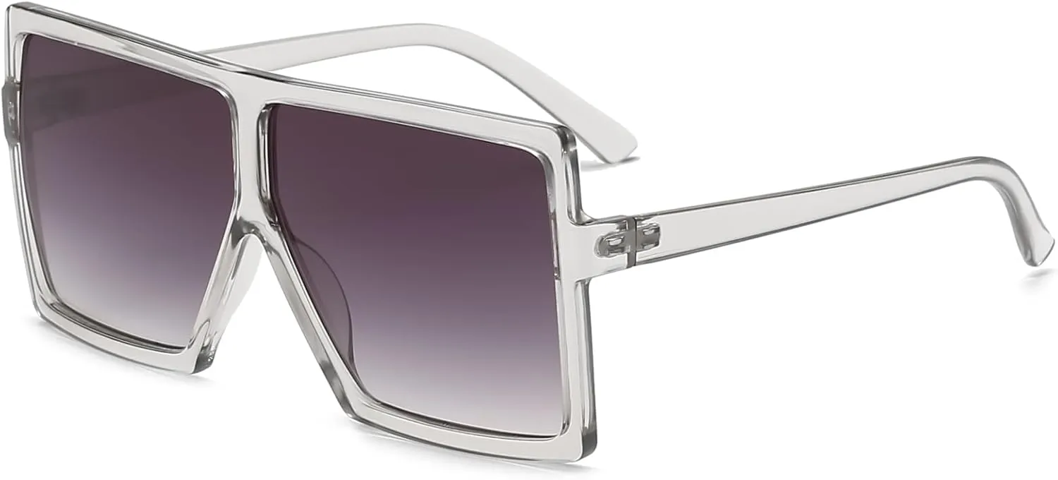 GRFISIA Square Oversized Sunglasses for Women Men Flat Top Fashion Shades