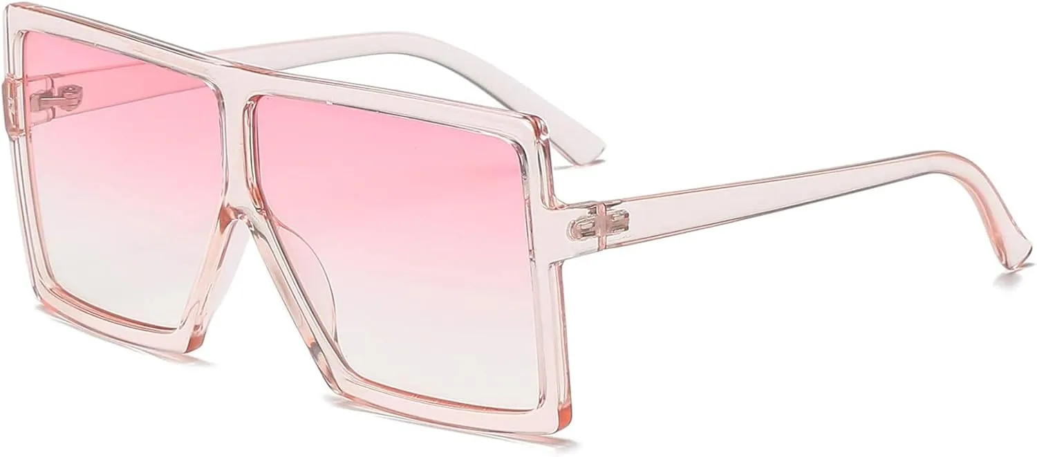 GRFISIA Square Oversized Sunglasses for Women Men Flat Top Fashion Shades