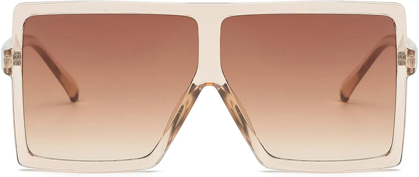 GRFISIA Square Oversized Sunglasses for Women Men Flat Top Fashion Shades