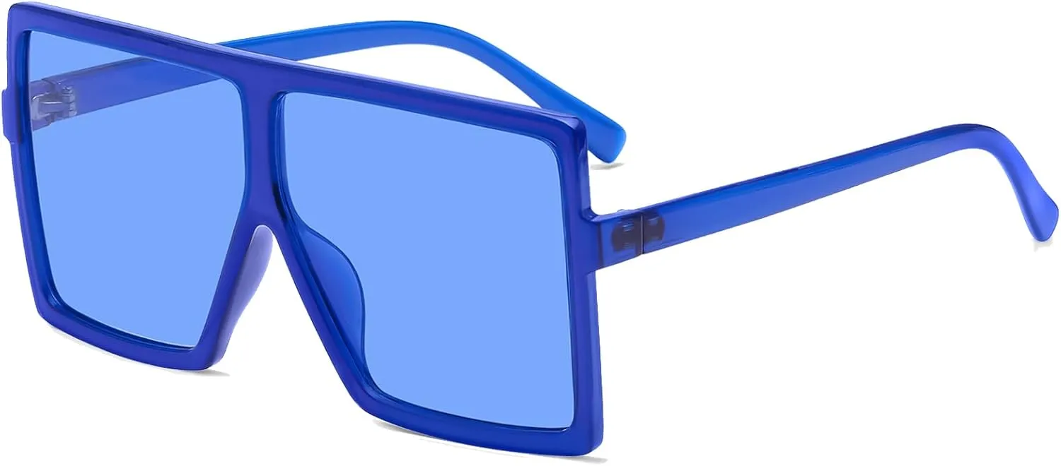 GRFISIA Square Oversized Sunglasses for Women Men Flat Top Fashion Shades