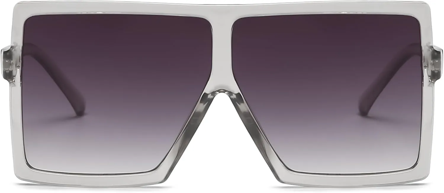 GRFISIA Square Oversized Sunglasses for Women Men Flat Top Fashion Shades