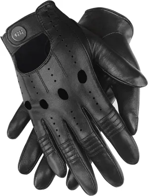 GSG Men Geniune Leather Gloves Sheepskin Black Driving Cycling Touchscreen Motorcycle Unlined Gloves