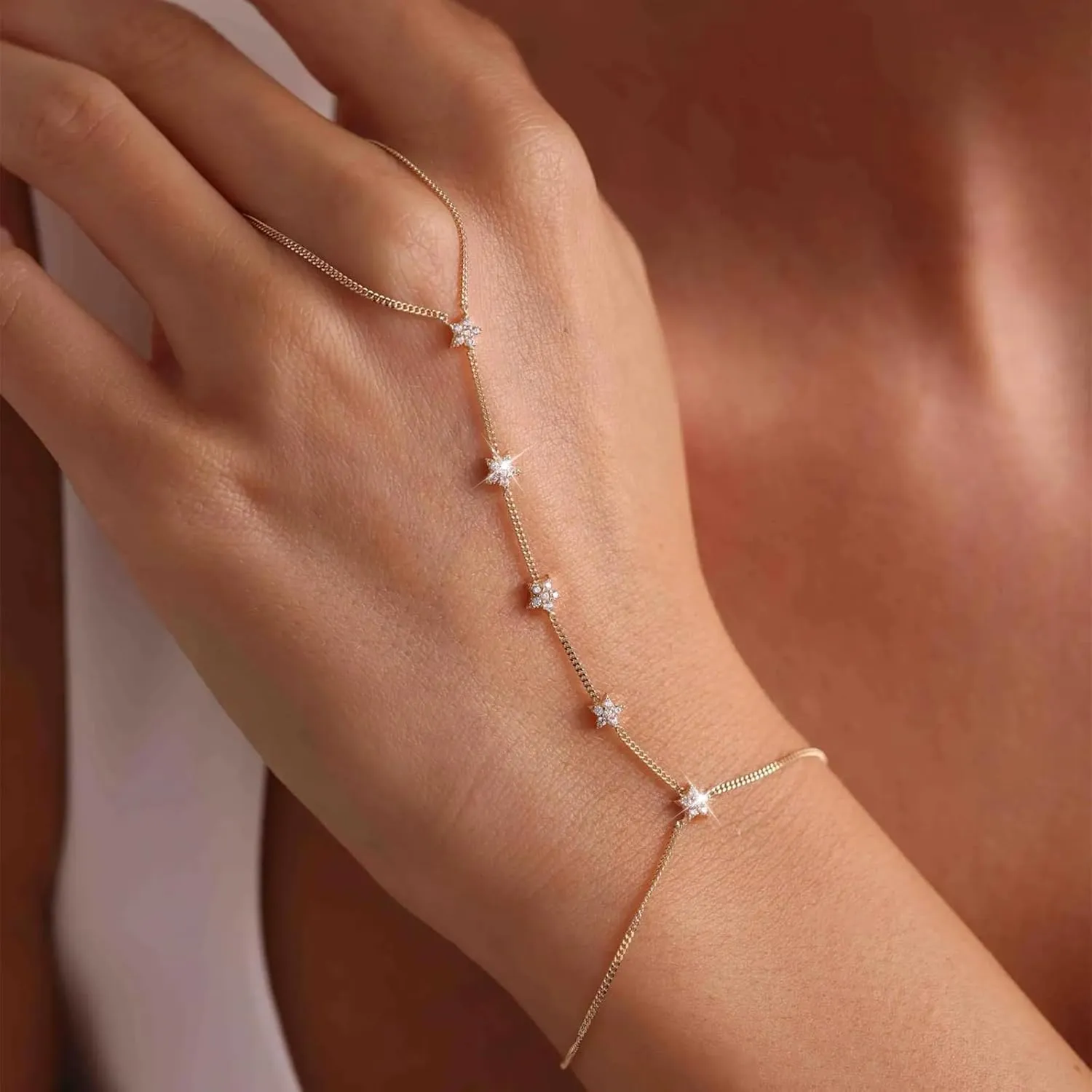 Hand Chain Gold Bracelets for Women Trendy Stuff Ring Bracelet Hand Chain Dainty Chain Bracelet Hand Jewelry Gifts