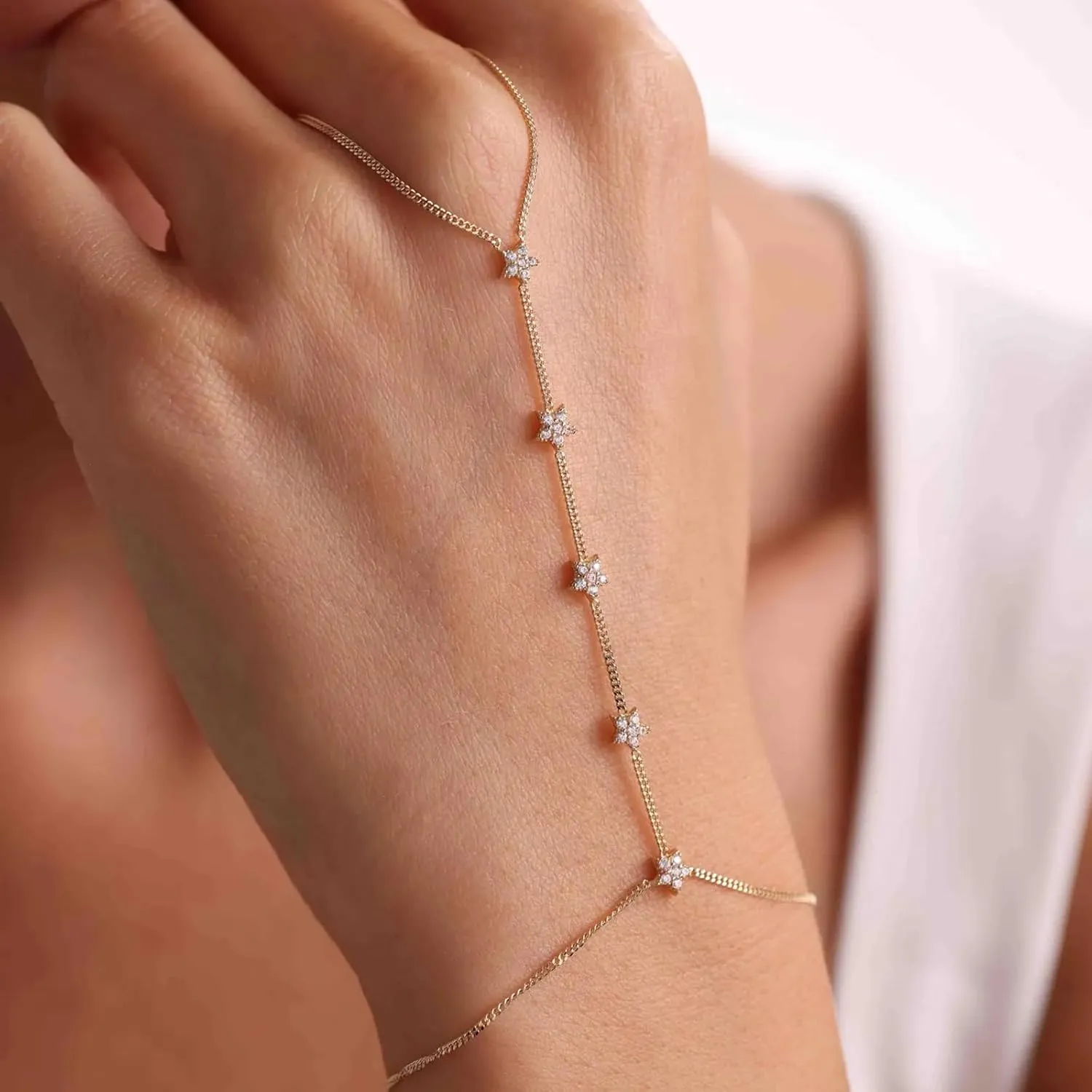 Hand Chain Gold Bracelets for Women Trendy Stuff Ring Bracelet Hand Chain Dainty Chain Bracelet Hand Jewelry Gifts