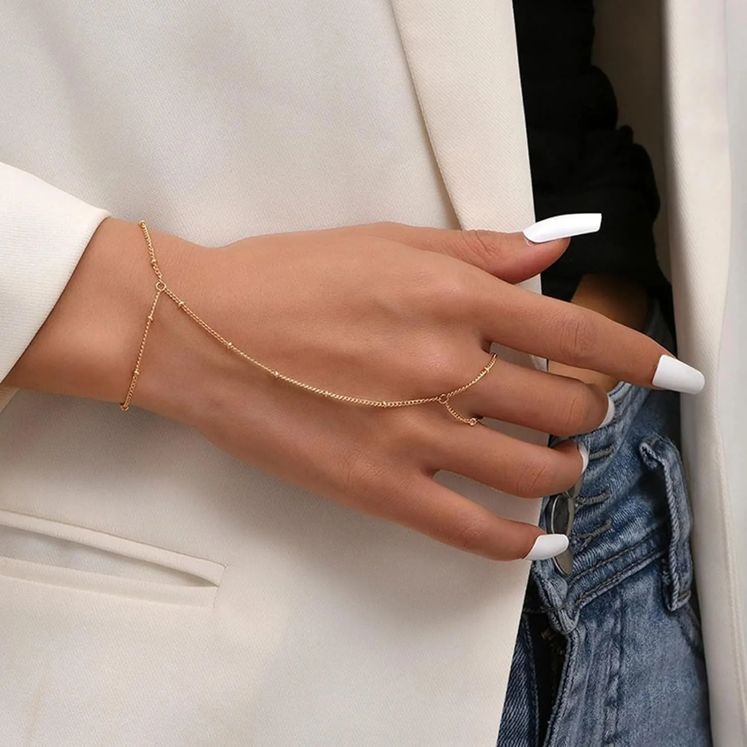 Hand Chain Gold Bracelets for Women Trendy Stuff Ring Bracelet Hand Chain Dainty Chain Bracelet Hand Jewelry Gifts