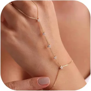 Hand Chain Gold Bracelets for Women Trendy Stuff Ring Bracelet Hand Chain Dainty Chain Bracelet Hand Jewelry Gifts