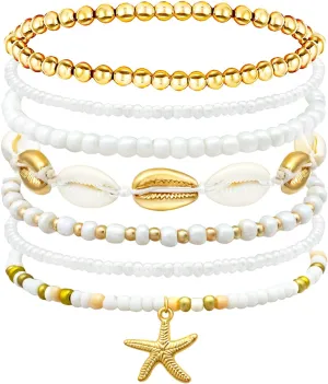 Handmade Summer String Bracelets for Women - Boho Braided Adjustable Beaded Waterproof Surfer Beach Bracelet Jewelry for Women Men