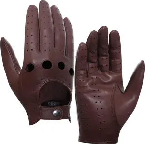Harssidanzar Mens Lambskin Leather Driving Gloves GM026