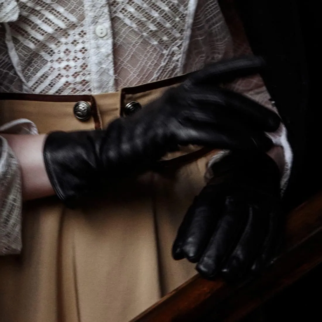 Harssidanzar Womens Winter Warm Cashmere Lining Touchscreen Texting Warm Driving Lambskin Leather Gloves GL017
