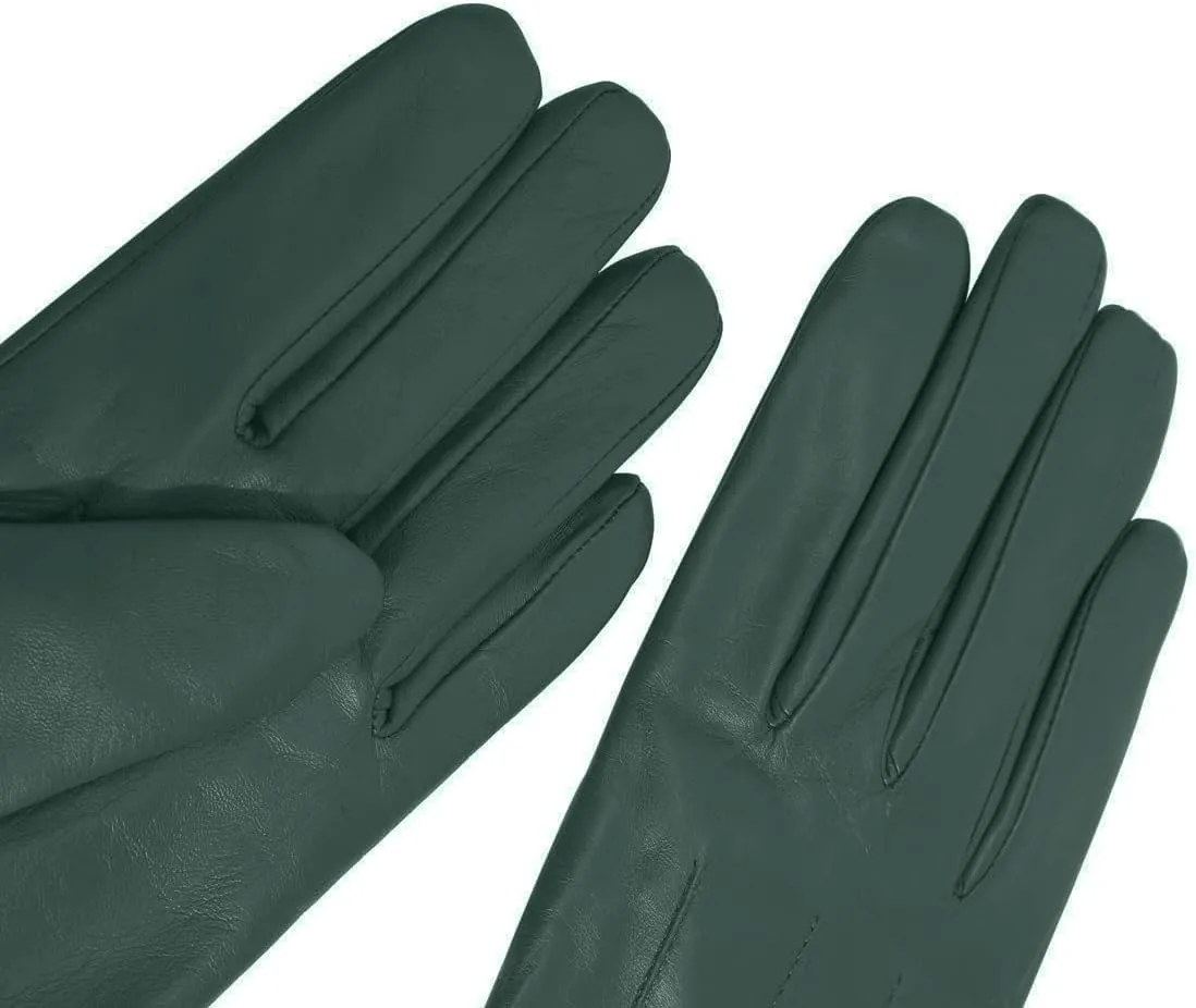 Harssidanzar Womens Winter Warm Cashmere Lining Touchscreen Texting Warm Driving Lambskin Leather Gloves GL017