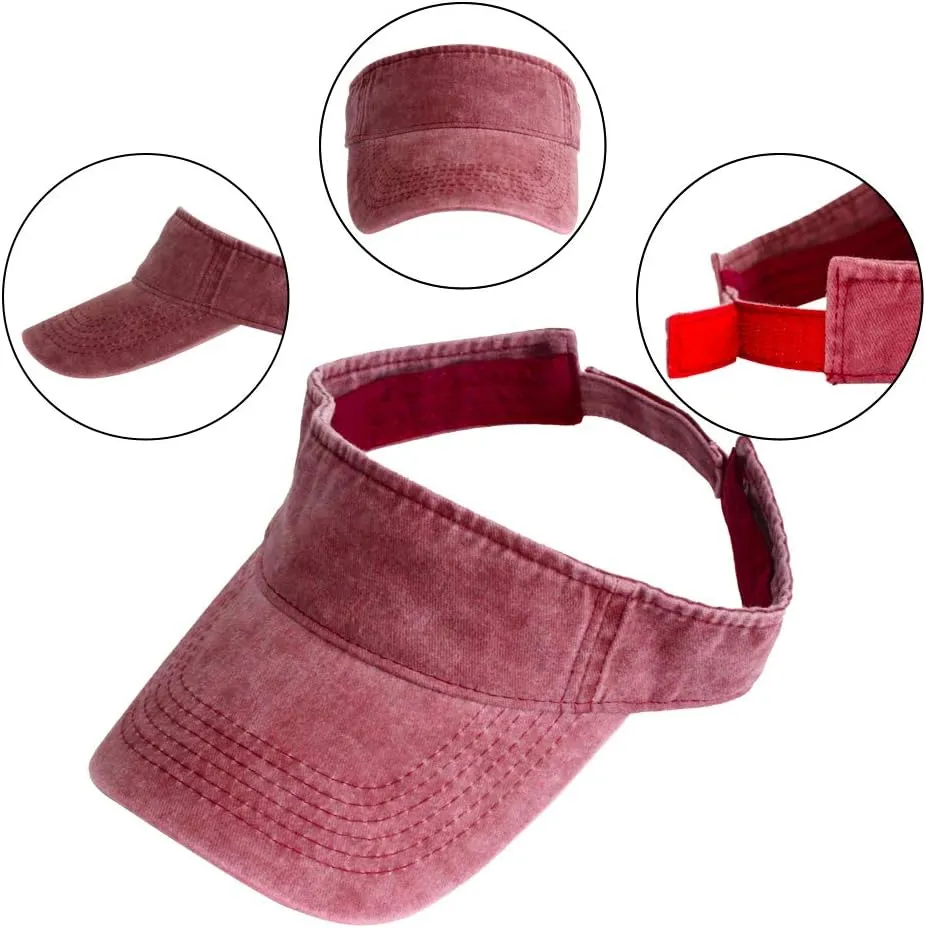 HH HOFNEN Sports Sun Visor Hats Cotton Twill Ball Adjustable Sun Caps for Men Women