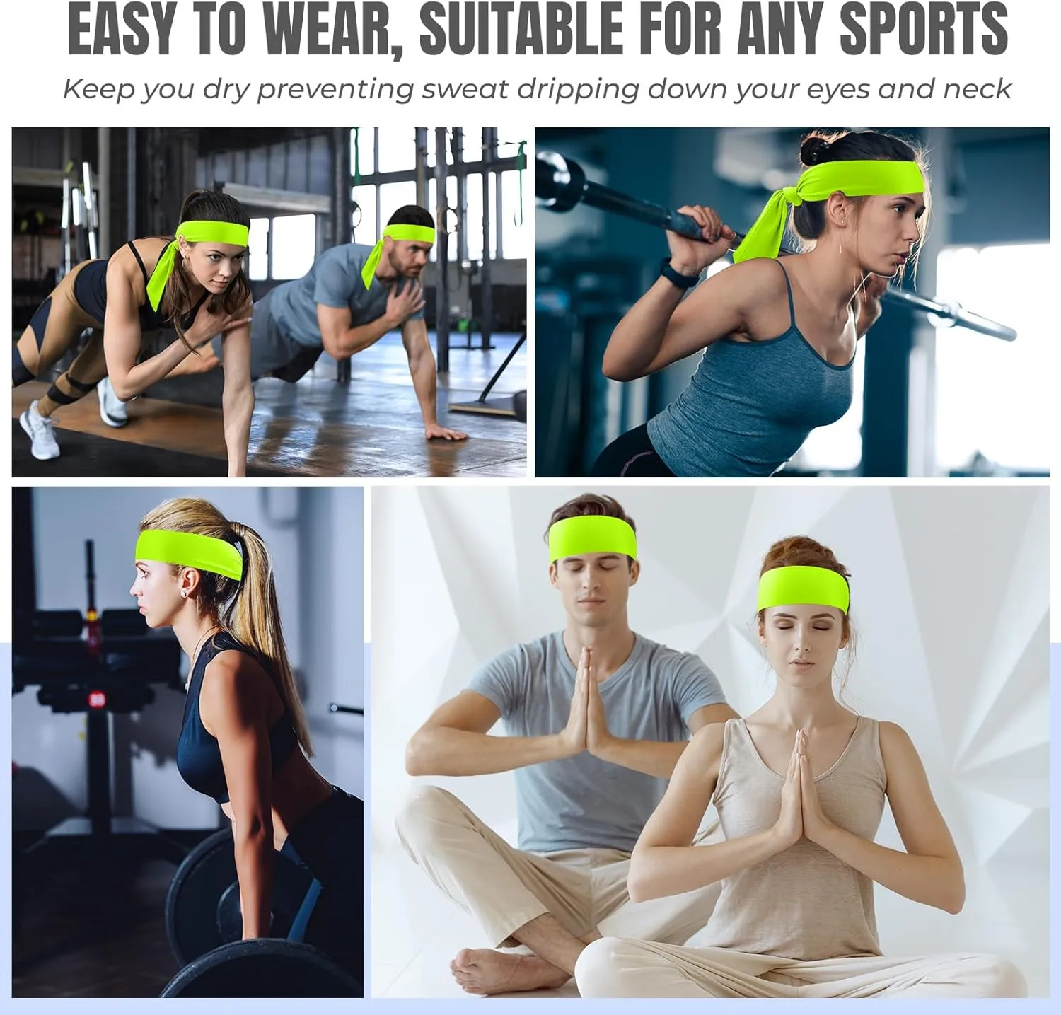 Hiboom 18 Pack Tie Headband Bulk Sports Tennis Headband for Men Women Ninja Karate Head Tie Athletic Sweatbands Elastic Hair Bands for Basketball, Football, Soccer, Running, Yoga