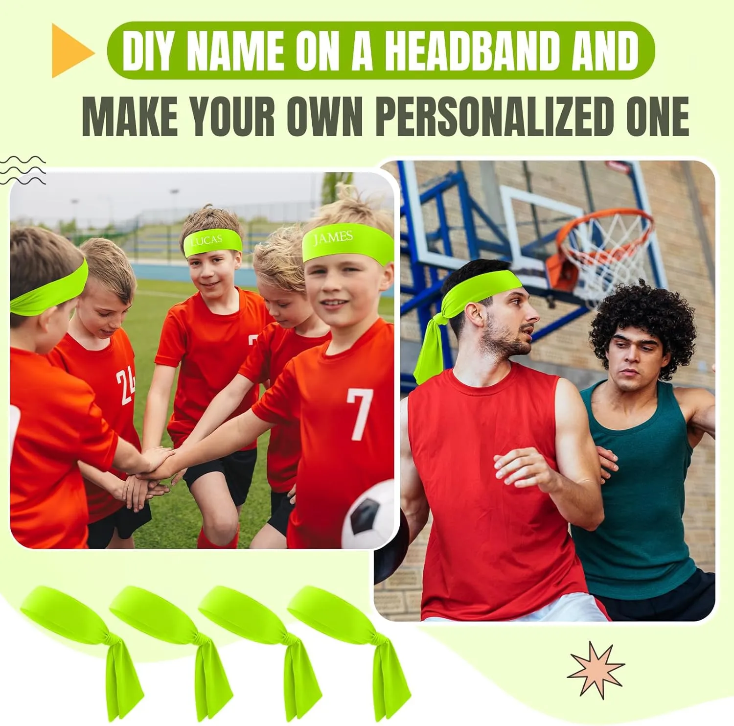 Hiboom 18 Pack Tie Headband Bulk Sports Tennis Headband for Men Women Ninja Karate Head Tie Athletic Sweatbands Elastic Hair Bands for Basketball, Football, Soccer, Running, Yoga