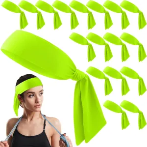 Hiboom 18 Pack Tie Headband Bulk Sports Tennis Headband for Men Women Ninja Karate Head Tie Athletic Sweatbands Elastic Hair Bands for Basketball, Football, Soccer, Running, Yoga