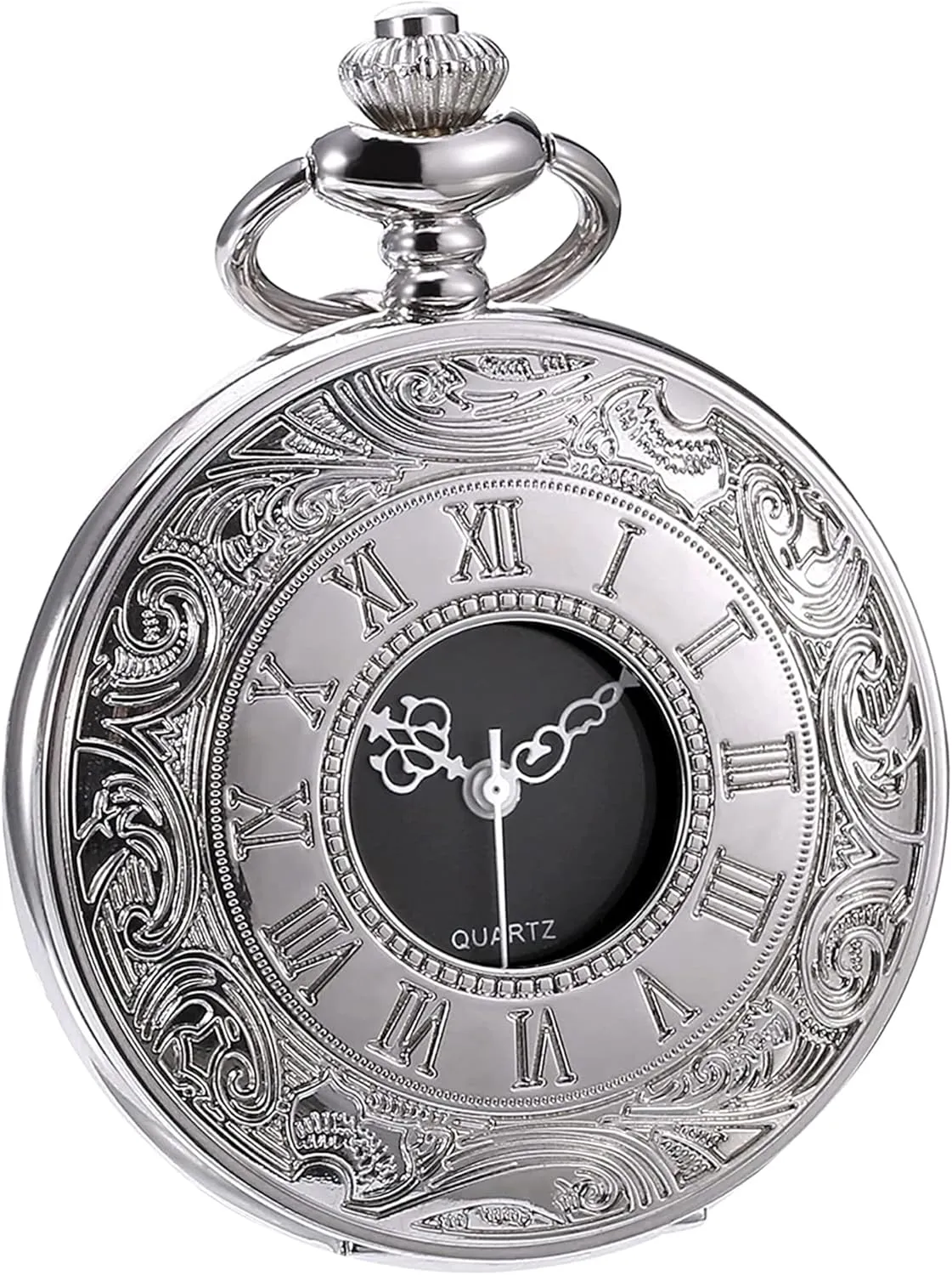 Hicarer Classic Quartz Pocket Watch with Roman Numerals Scale and Chain Belt
