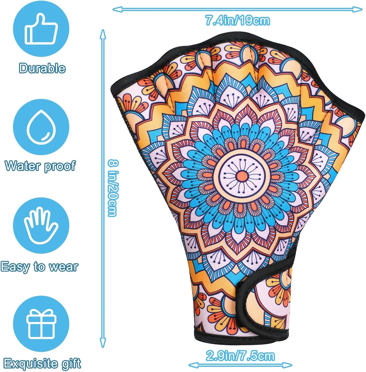 Honoson 2 Pairs Swimming Gloves Women Water Aerobics Gloves Aquatic Fitness Water Resistance Webbed for Men Women Unisex Poll Training Exercise