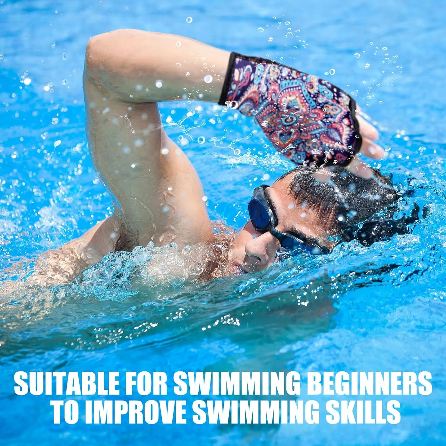 Honoson 2 Pairs Swimming Gloves Women Water Aerobics Gloves Aquatic Fitness Water Resistance Webbed for Men Women Unisex Poll Training Exercise
