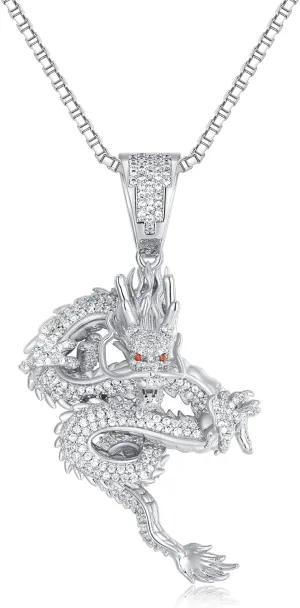 ICEDIAMOND Iced Out Imperial Shenlong Pendant Chain Necklace, 18K Gold Plated Brass | S925 Silver Exquisite Hip Hop Luxury Jewelry for Men