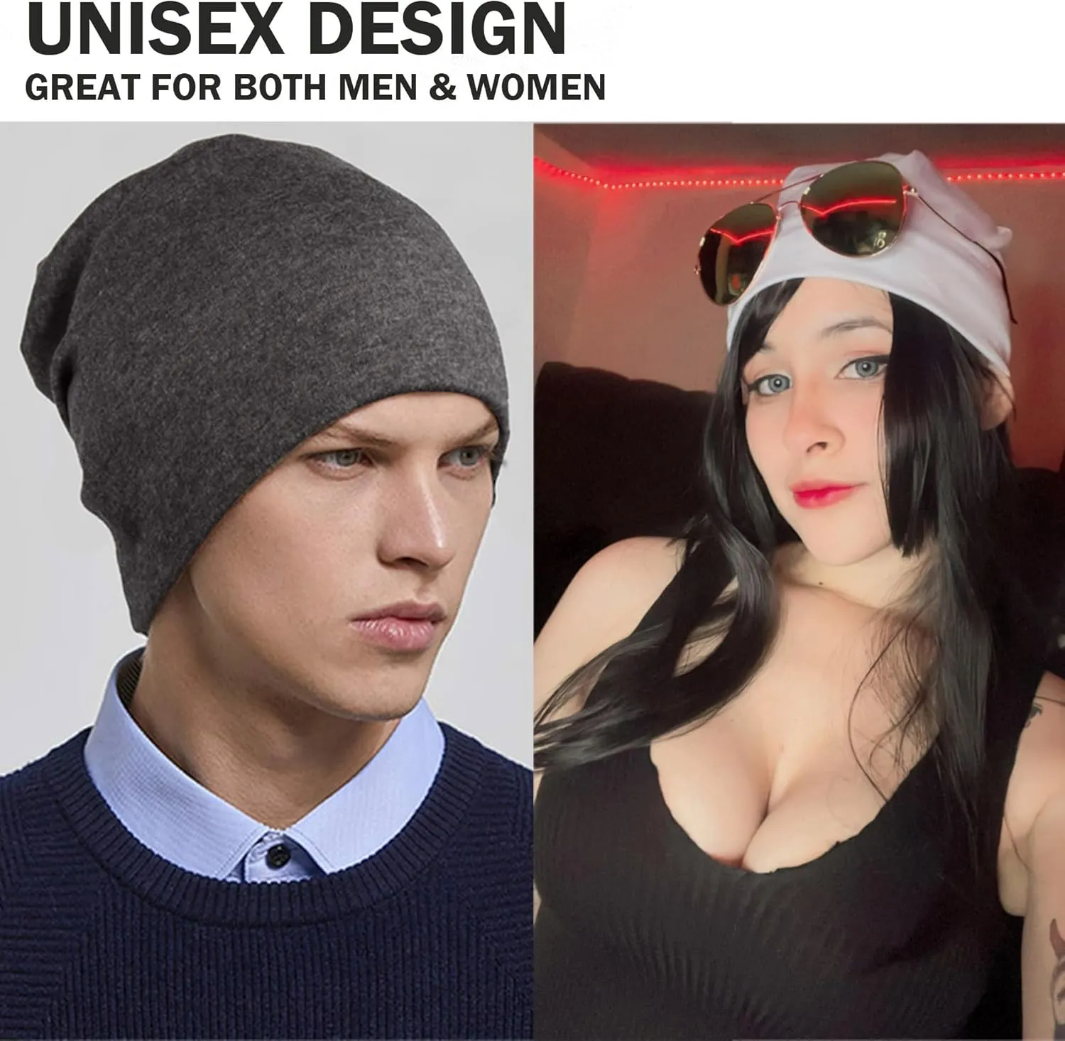 JarseHera Slouchy Beanie for Men Women Baggy Headwear Chemo Caps Cancer Hats