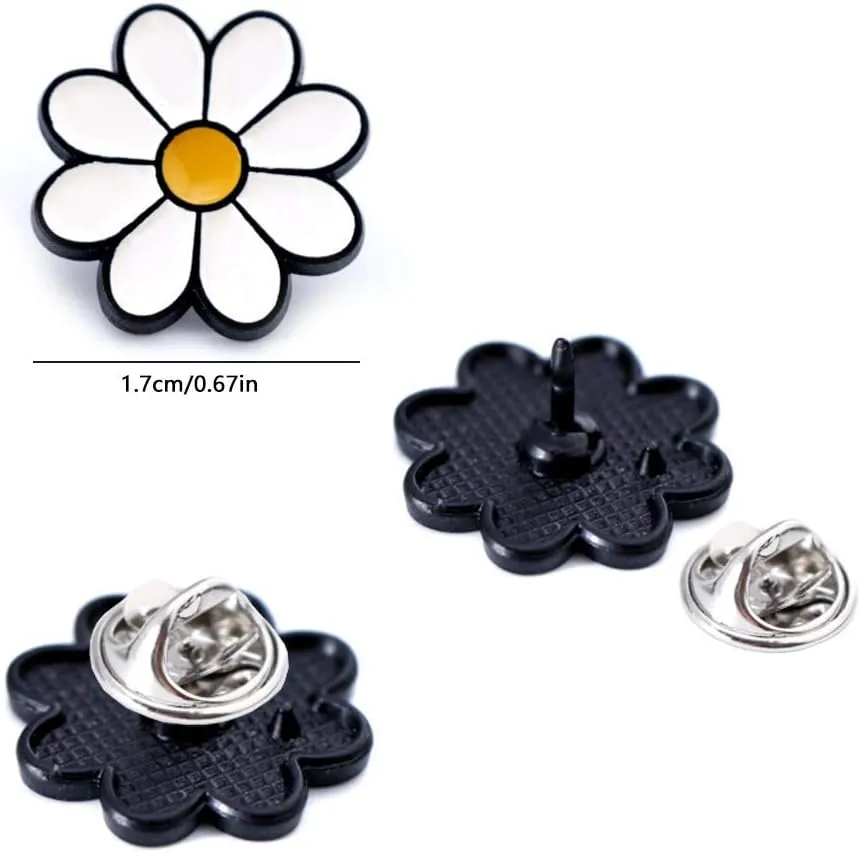 Joyci 10-Pack Women Brooch Lapel Pins Novelty Sunflower Daisy Safety Push Pin Buckle for Shirt Hat Cardigan Sweater Decorate Tie Tacks Pin Back Clutch