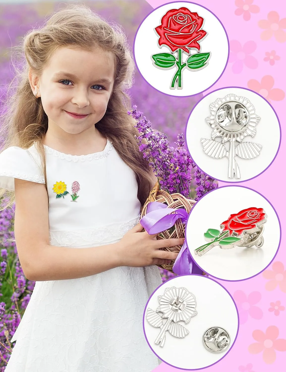 JUNEBRUSHS 36pcs Enamel Pins Bulk for Party Favors Women Girls Clothes Decor Accessories