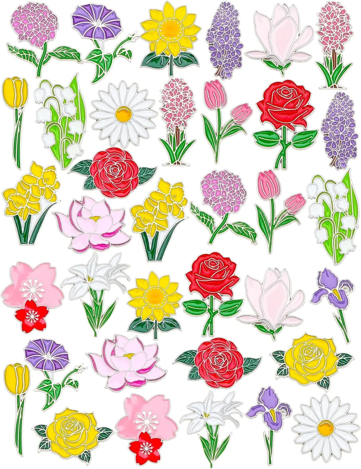 JUNEBRUSHS 36pcs Enamel Pins Bulk for Party Favors Women Girls Clothes Decor Accessories