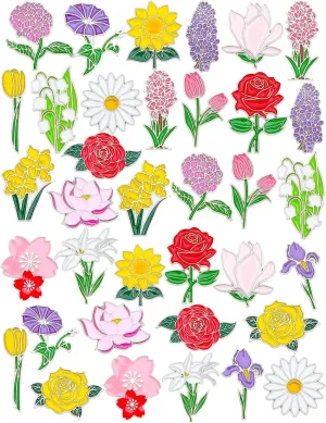 JUNEBRUSHS 36pcs Enamel Pins Bulk for Party Favors Women Girls Clothes Decor Accessories