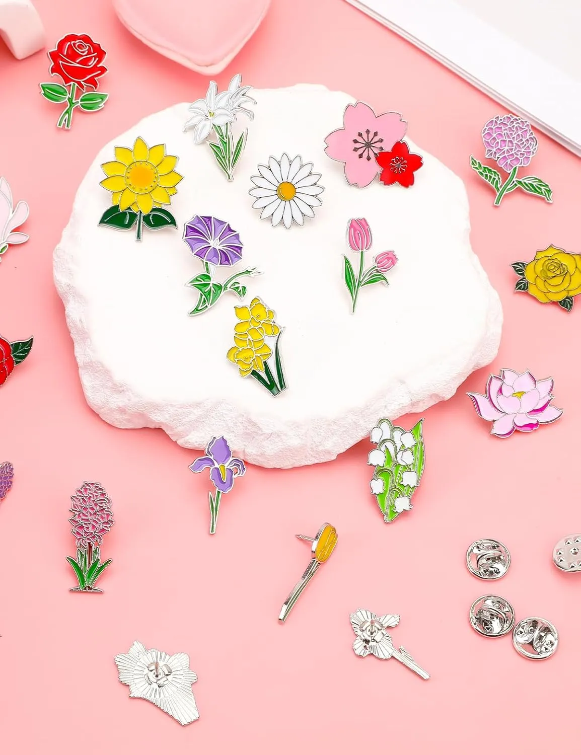 JUNEBRUSHS 36pcs Enamel Pins Bulk for Party Favors Women Girls Clothes Decor Accessories
