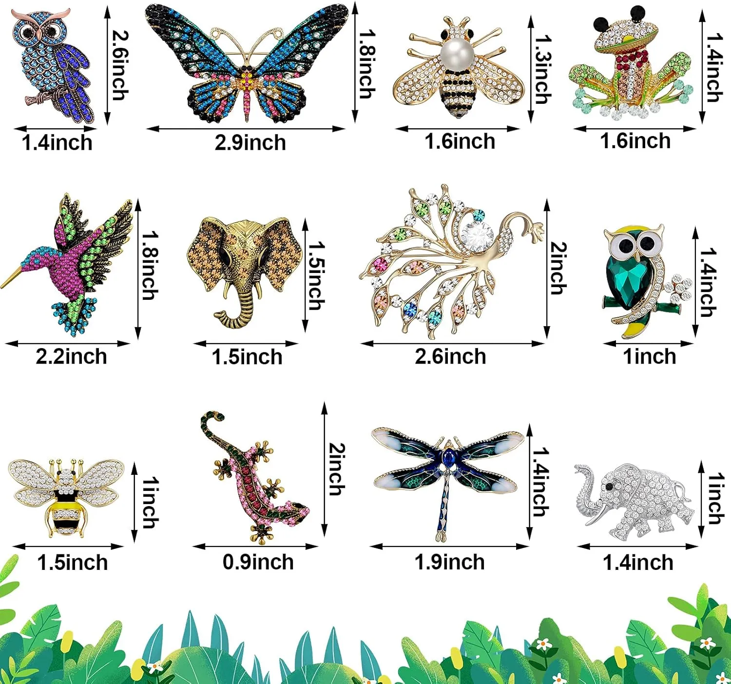 Junkin 12 Pcs Women Brooches Bulk Set Rhinestone Pin Crystal Vintage Brooch Retro Pin for Women Girls Mother's Day Gifts